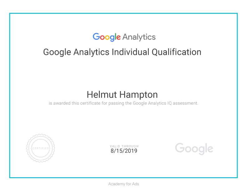 Google Analytics Individual Qualification Certificate